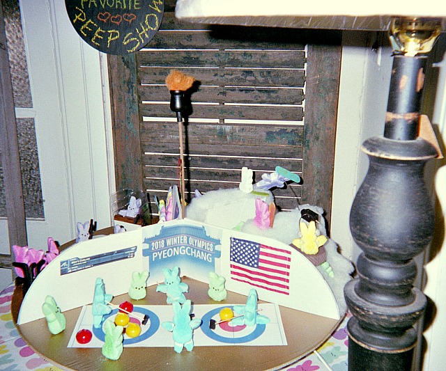 Peeps display of the 2018 winter Olympics in Korea.