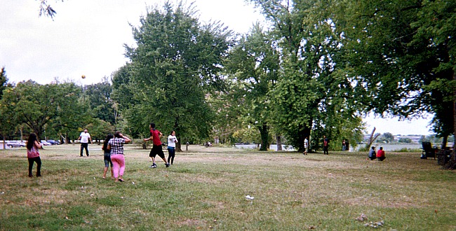 People playing in a park.