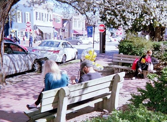 People sitting on a bench.