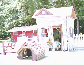 Playground house in a park.