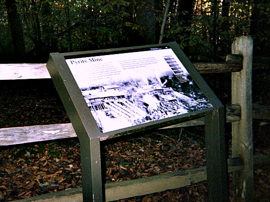 Information about pyrite mine sign.
