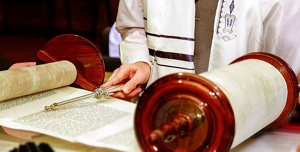 Reading Torah in a Synagogue.