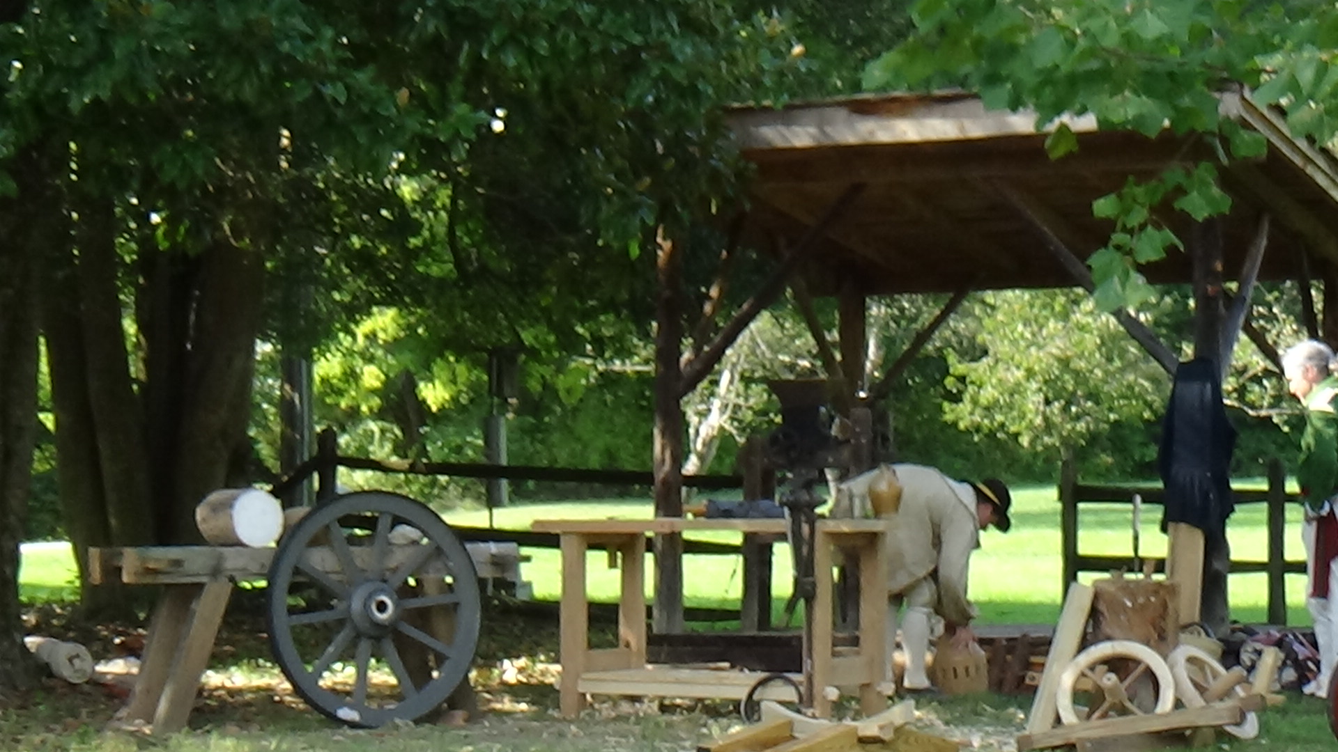 Revolutionary War reenactment display.