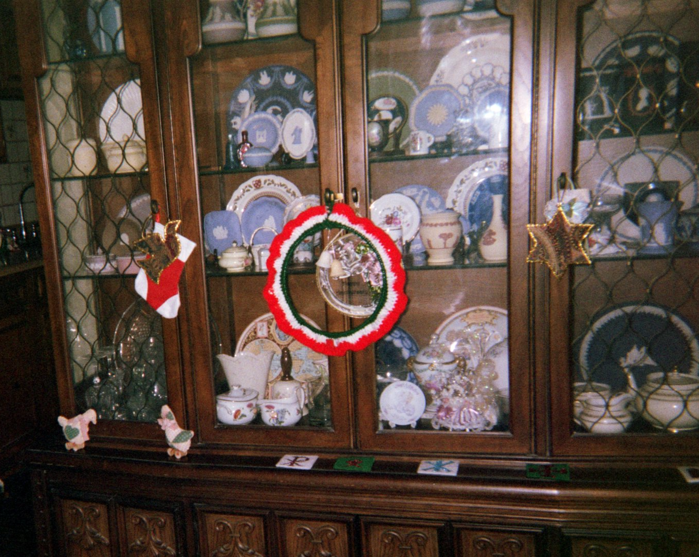 Wedgwood made in England Jasper collection stored in a breakfront display.