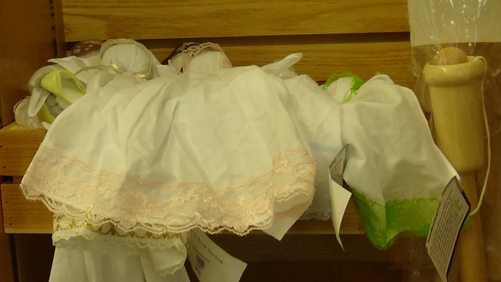 Cloth dolls on display